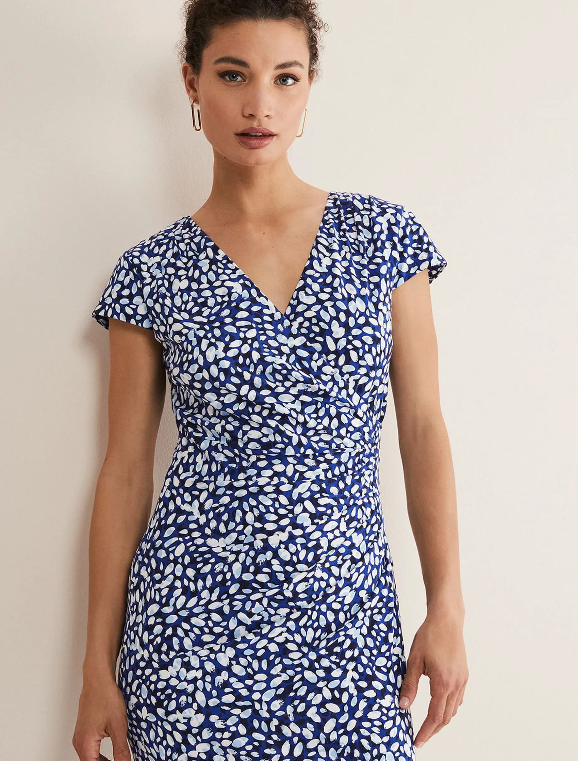 Dresses^Phase Eight Brooke Printed Wrap Dress Blue/Multi