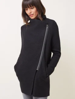 Coats^Phase Eight Byanca Zip Knit Coat Black