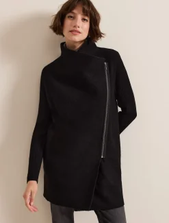 Coats^Phase Eight Byanca Zip Knit Coat Black