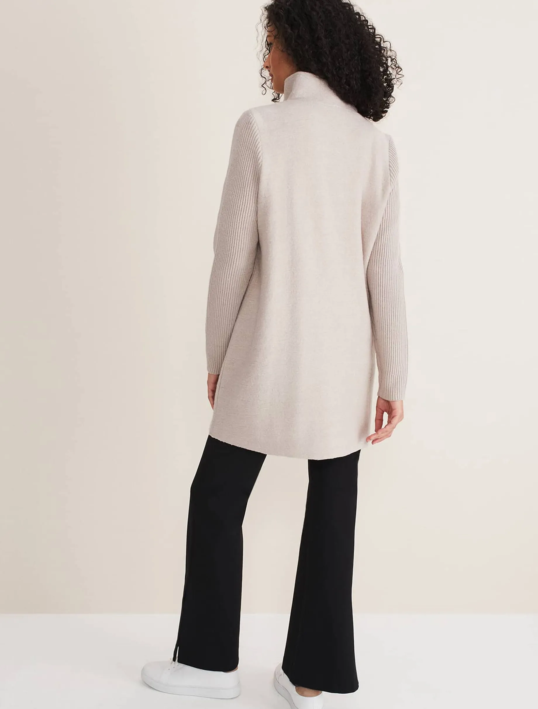 Coats^Phase Eight Byanca Zip Knit Coat Stone