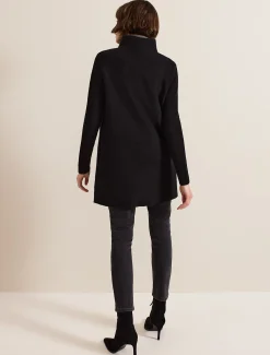 Coats^Phase Eight Byanca Zip Knit Coat Black