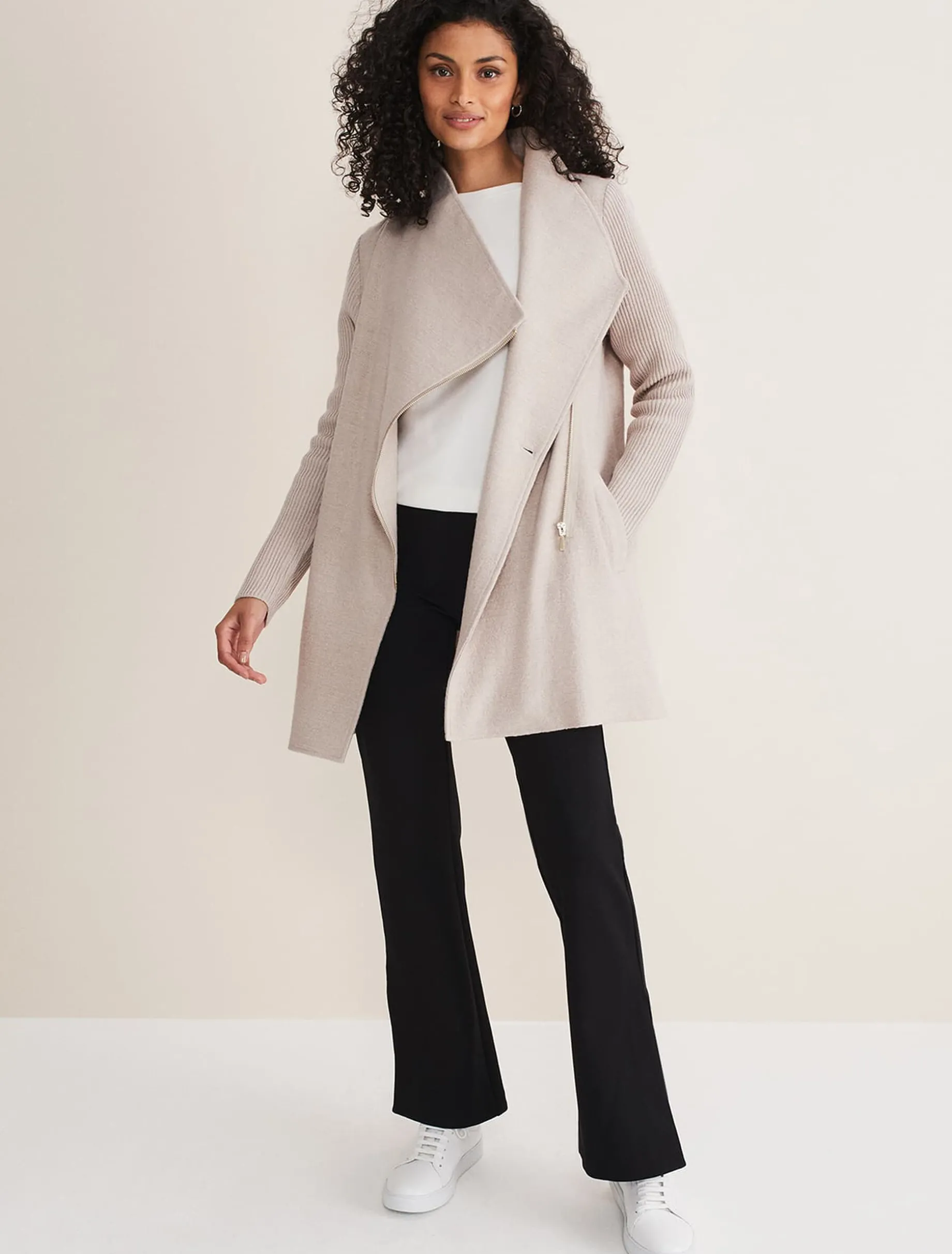 Coats^Phase Eight Byanca Zip Knit Coat Stone