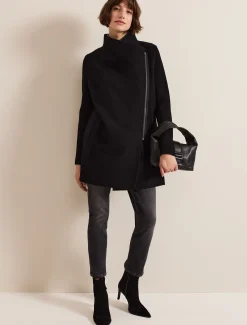 Coats^Phase Eight Byanca Zip Knit Coat Black