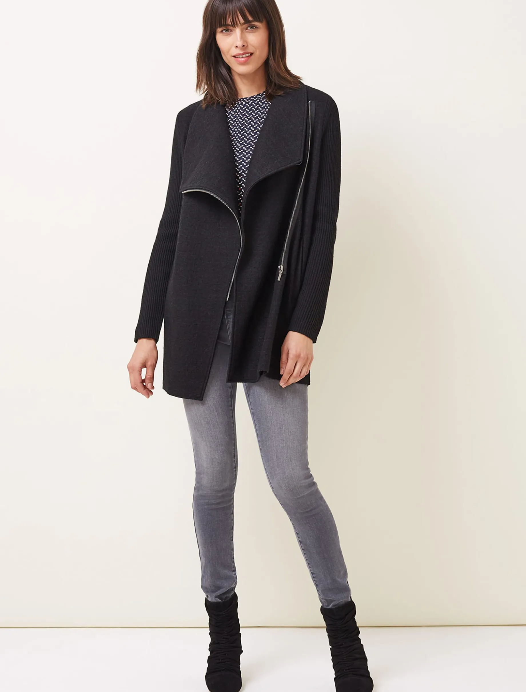 Coats^Phase Eight Byanca Zip Knit Coat Black