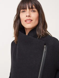 Coats^Phase Eight Byanca Zip Knit Coat Black