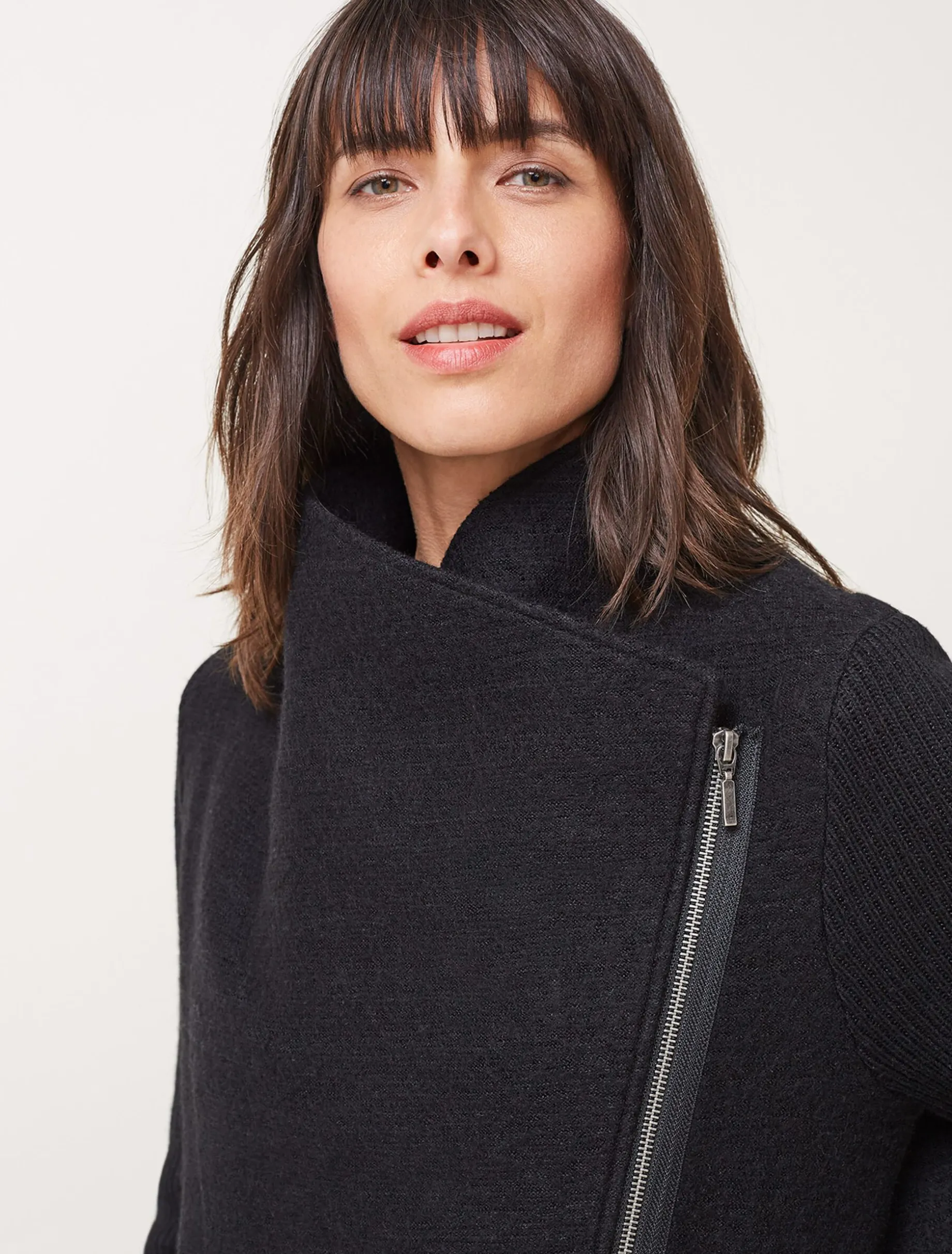Coats^Phase Eight Byanca Zip Knit Coat Black