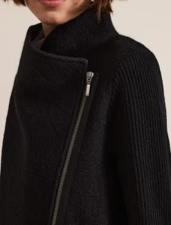 Coats^Phase Eight Byanca Zip Knit Coat Black