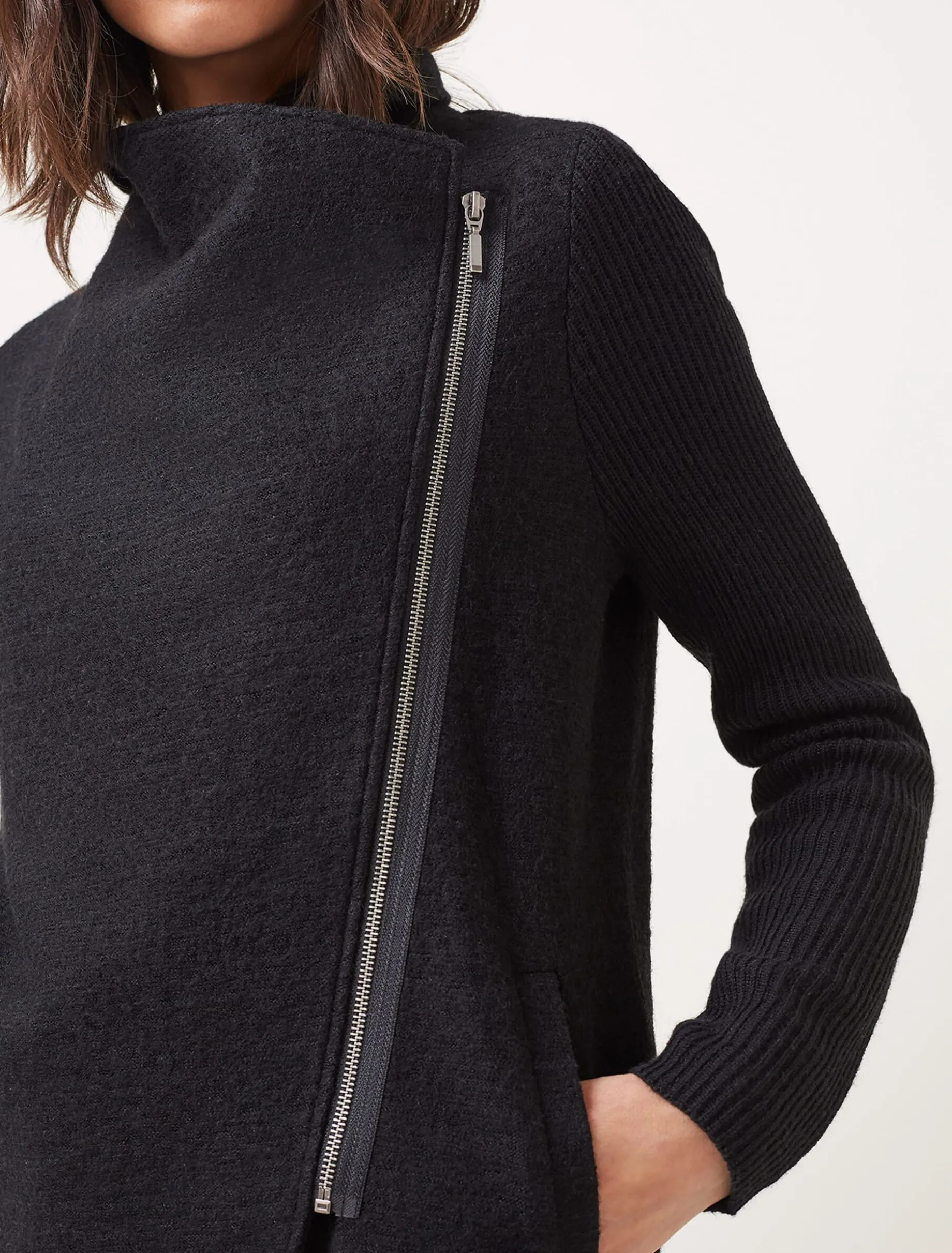 Coats^Phase Eight Byanca Zip Knit Coat Black