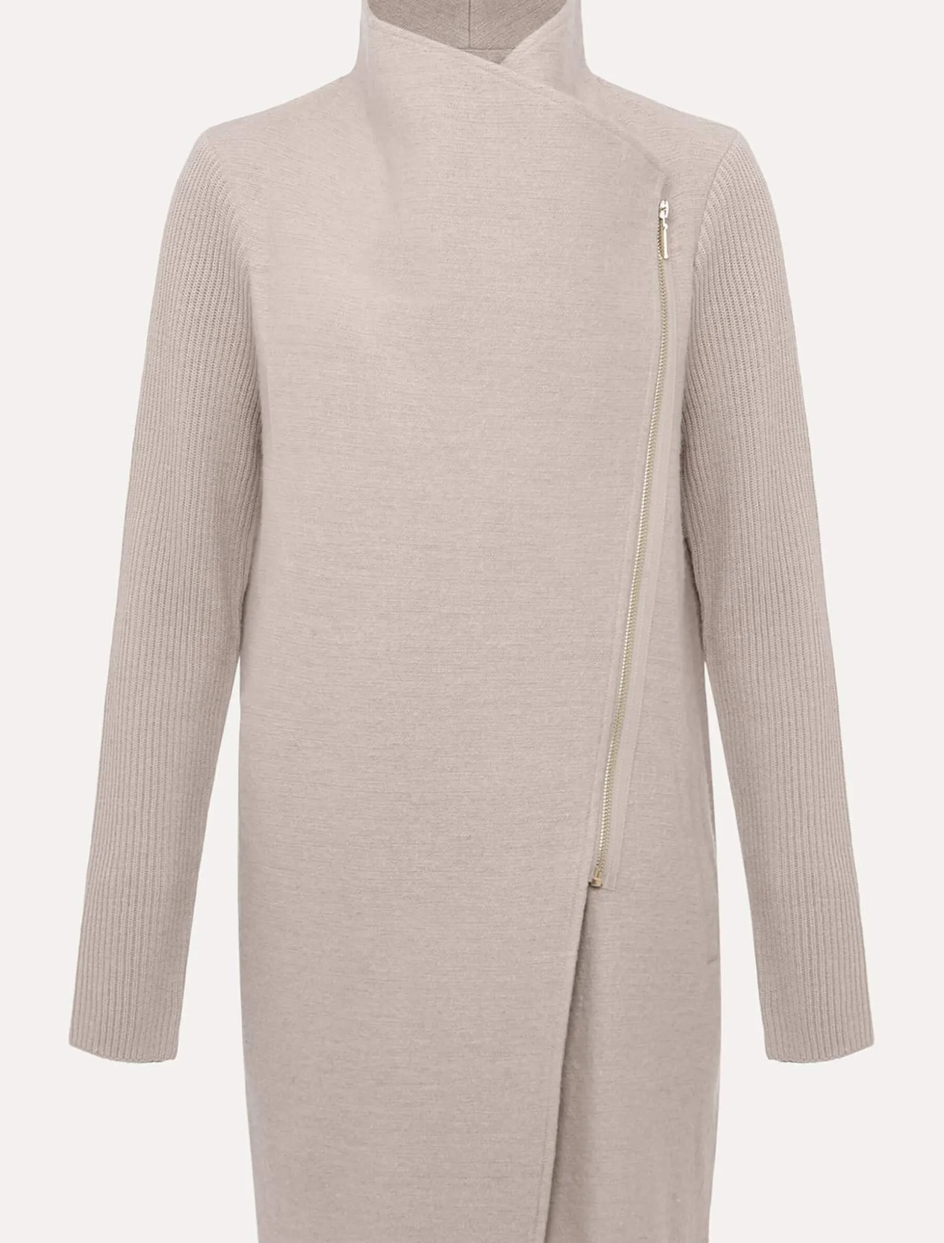 Coats^Phase Eight Byanca Zip Knit Coat Stone