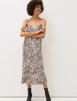 Skirts^Phase Eight Calla Leopard Print Satin Midi Skirt Multi-Coloured