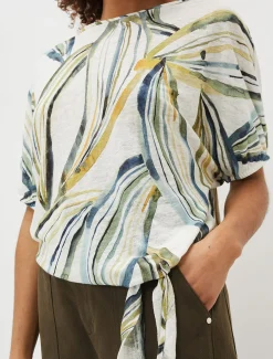 Tops & T-Shirts^Phase Eight Caraline Linen Botanical Print Top Ivory Multi