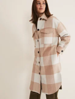 Coats^Phase Eight Carla Checked Shacket Pink/Cream