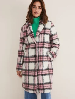 Coats^Phase Eight Catriona Checked Coat Multi/Pink