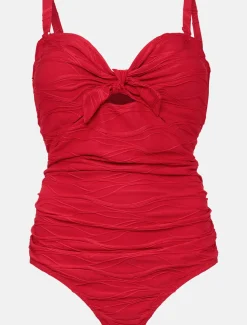 Swimwear^Phase Eight Claudi Textured Tie Front Swimsuit Hot Pink