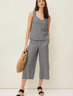 Trousers & Shorts^Phase Eight Clea Gingham Culottes Navy/Ivory