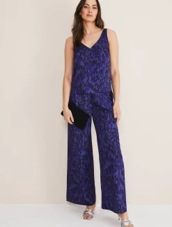 Trousers & Shorts^Phase Eight Coletta Leopard Print Trousers Ultra Violet