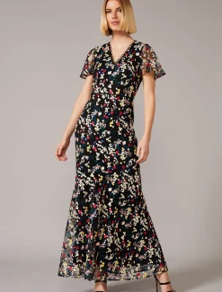 Dresses^Phase Eight Daiva Embroidered Fishtail Dress Black/Multi