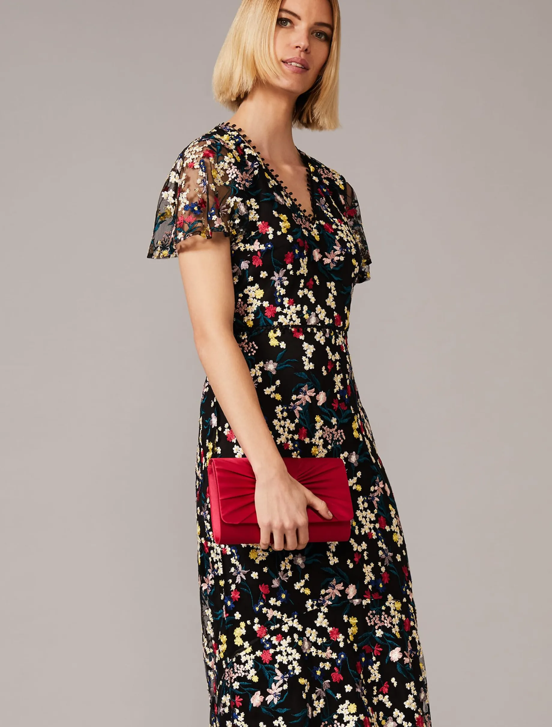 Dresses^Phase Eight Daiva Embroidered Fishtail Dress Black/Multi