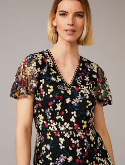 Dresses^Phase Eight Daiva Embroidered Fishtail Dress Black/Multi