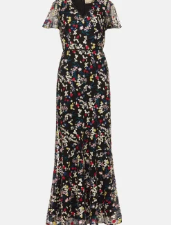Dresses^Phase Eight Daiva Embroidered Fishtail Dress Black/Multi