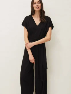 Dresses^Phase Eight Dania Wide Leg Jersey Jumpsuit Black
