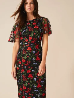 Dresses^Phase Eight Dorothea Embroidered Dress Black/Multi
