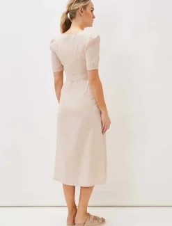 Dresses^Phase Eight Elletta Square Neck Linen Dress Stone