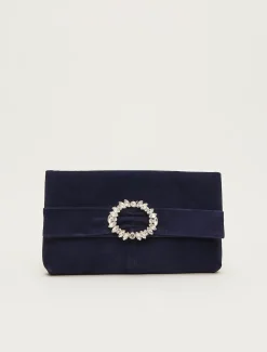 Bags^Phase Eight Embellished Slim Clutch Bag Navy