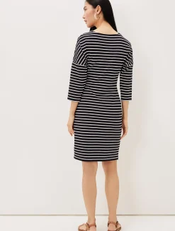 Dresses^Phase Eight Emerson Stripe Tie Side Dress Navy/Ivory