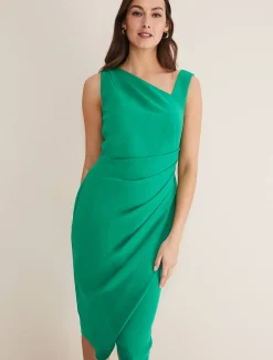 Dresses^Phase Eight Emmie Asymmetric Hem Dress Bright Green