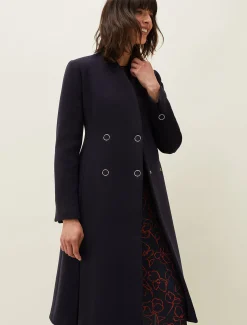 Coats^Phase Eight Evie-Rose Fit & Flare Wool Coat Navy