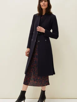 Coats^Phase Eight Evie-Rose Fit & Flare Wool Coat Navy