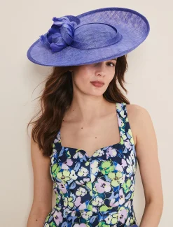 Fascinators & Hats^Phase Eight Feather Flower Large Disc Fascinator Foxglove Blue