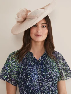 Fascinators & Hats^Phase Eight Feather Flower Large Disc Fascinator Oyster