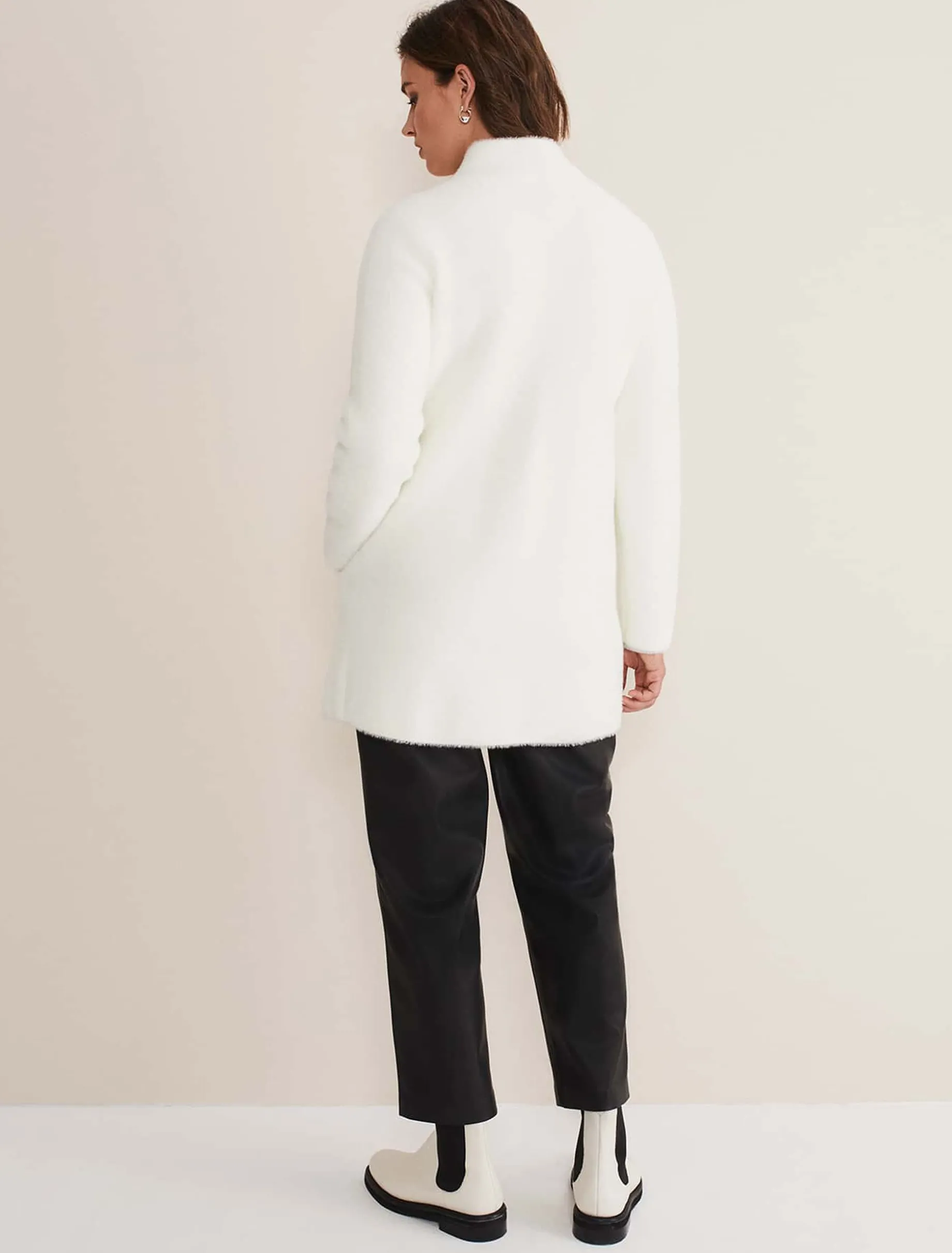 Coats^Phase Eight Fia Fluffy Zip Knit Coat Winter White