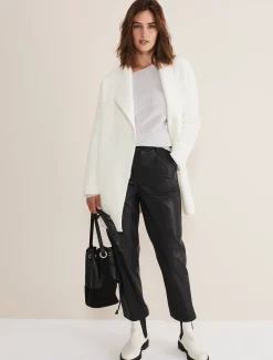 Coats^Phase Eight Fia Fluffy Zip Knit Coat Winter White