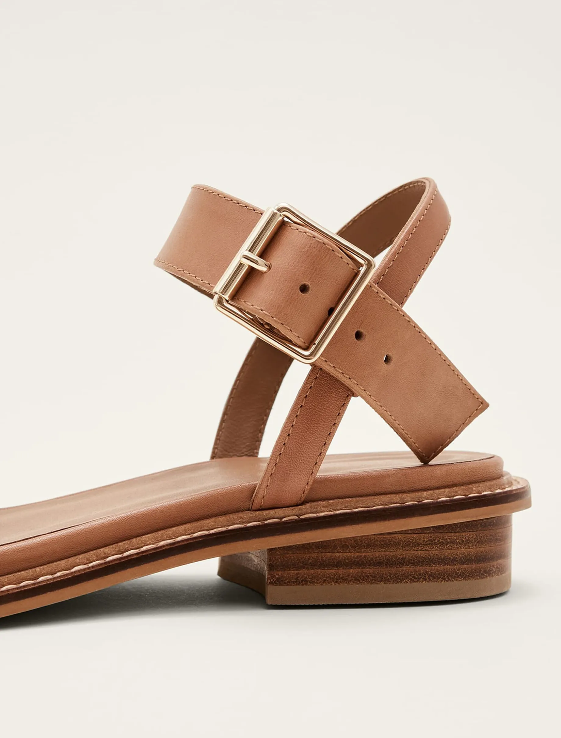 Flats^Phase Eight Flat Buckle Sandal Tan