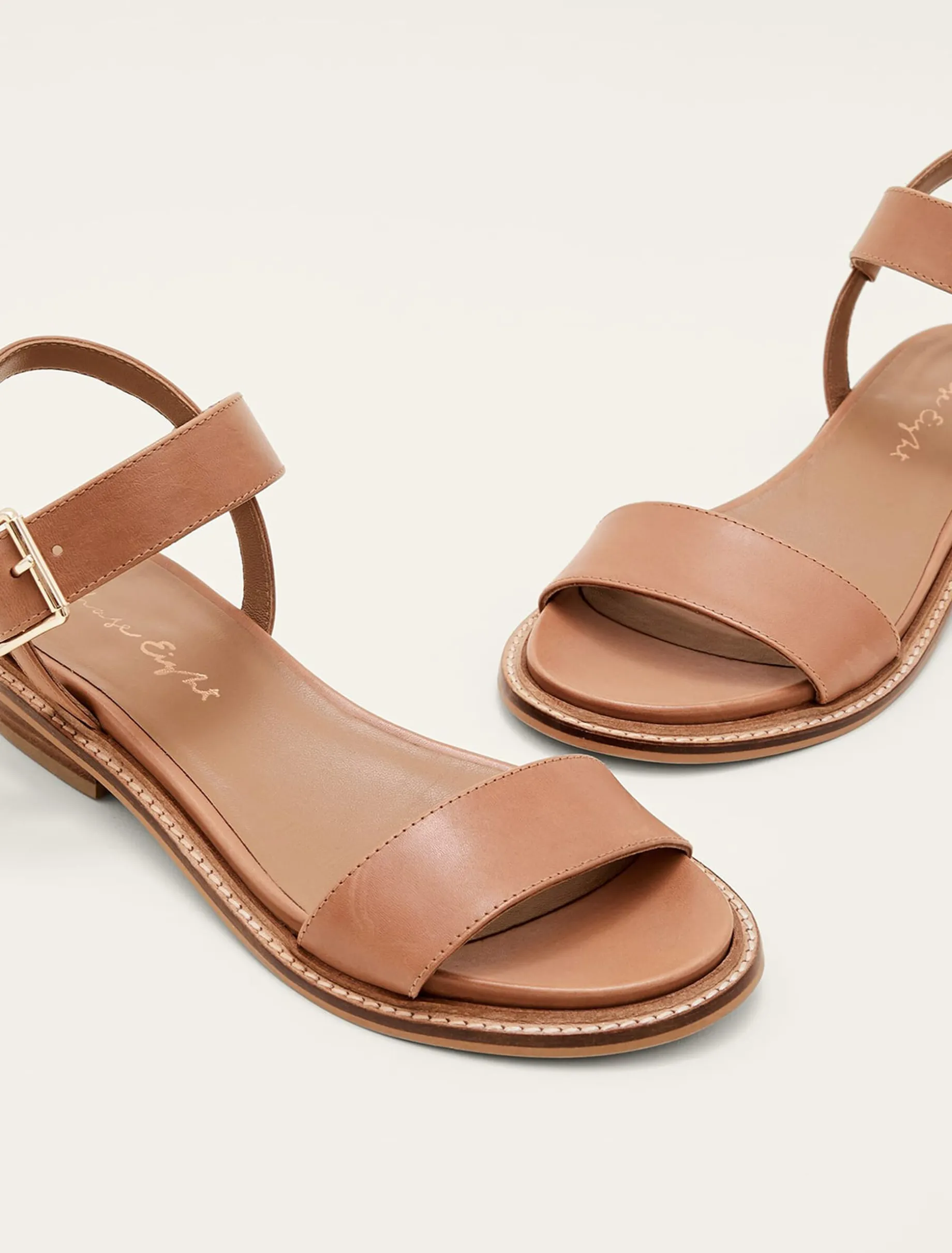 Flats^Phase Eight Flat Buckle Sandal Tan