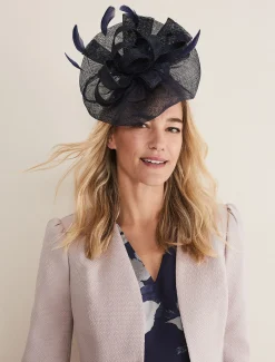 Fascinators & Hats^Phase Eight Freeform Bow Disc Fascinator Navy