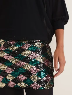 Dresses^Phase Eight Geonna Sequin Harlequin Mini Dress Multi-Coloured