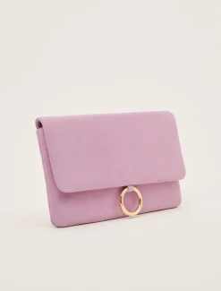 Bags^Phase Eight Giselle Suede Clutch Bag Pink/Multi