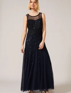 Dresses^Phase Eight Greta Embellished Tulle Maxi Dress Navy/Black
