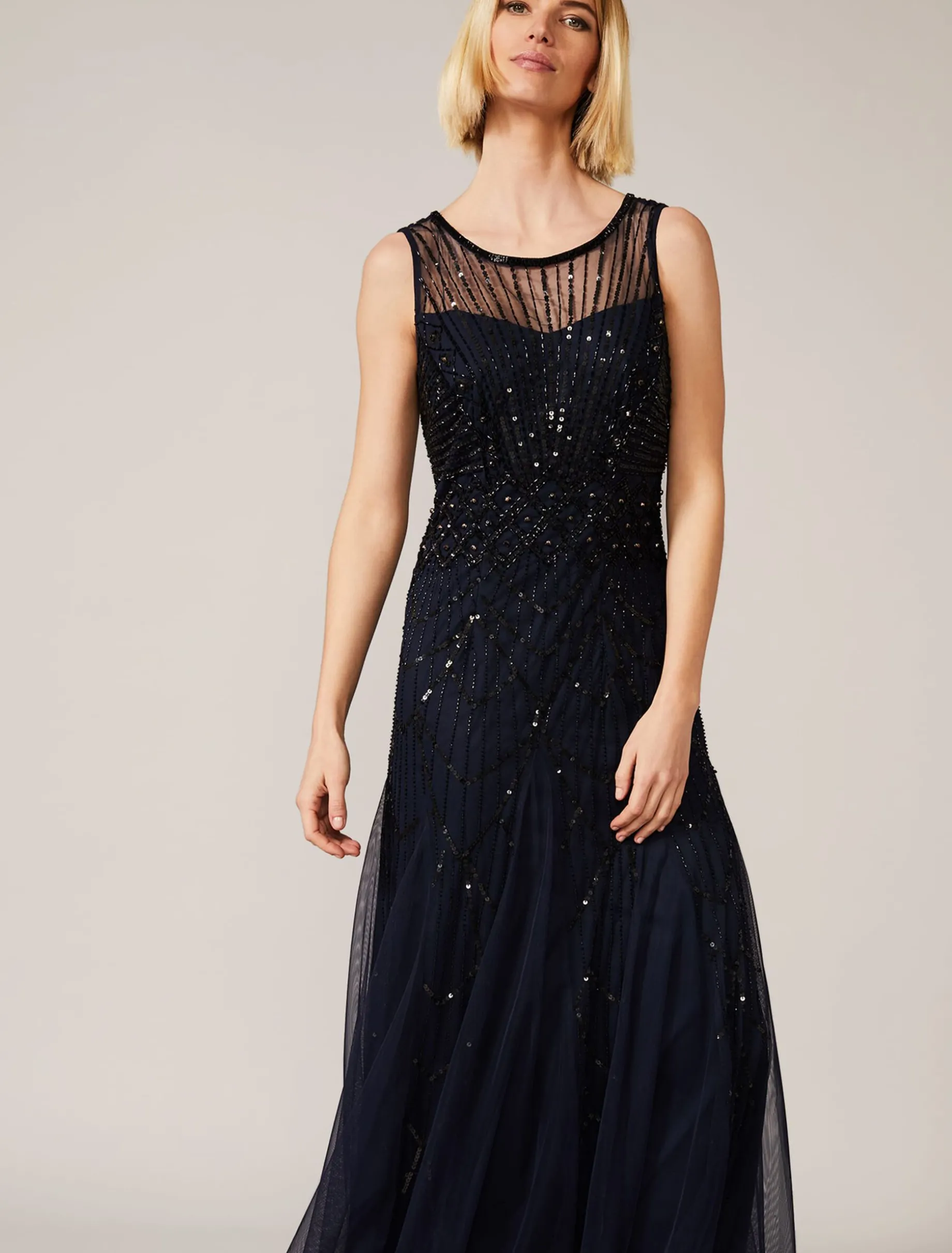 Dresses^Phase Eight Greta Embellished Tulle Maxi Dress Navy/Black