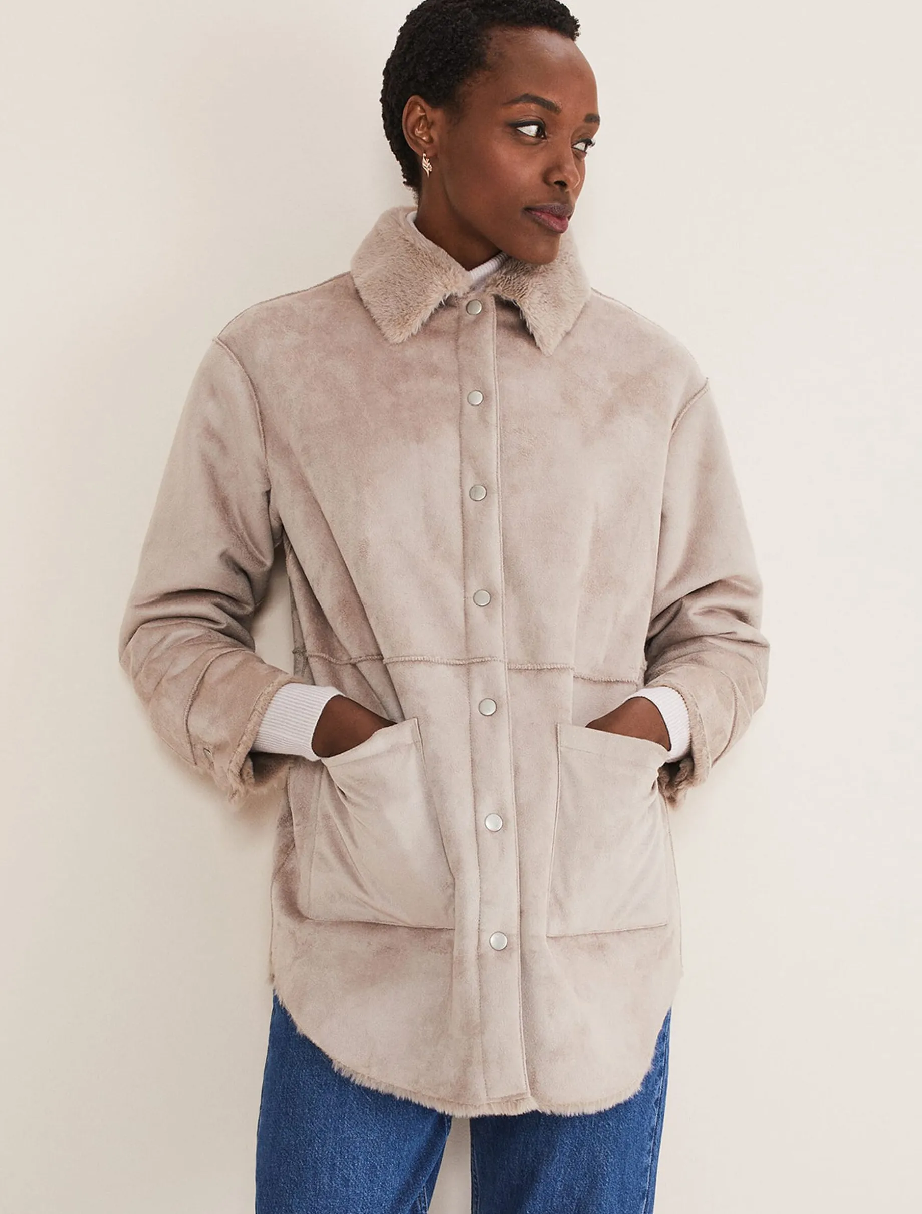 Coats^Phase Eight Heidi Reversible Shacket Mink