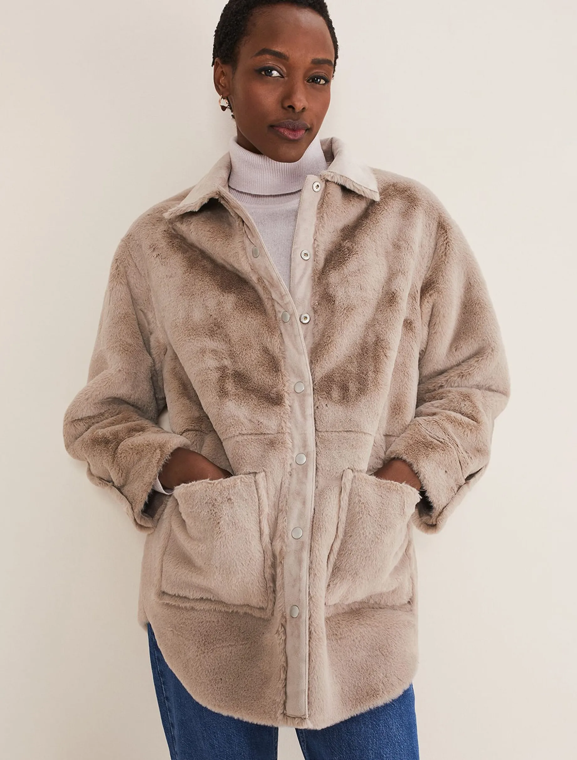 Coats^Phase Eight Heidi Reversible Shacket Mink