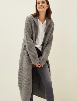 Coats^Phase Eight Holly Chunky Knitted Coat Charcoal