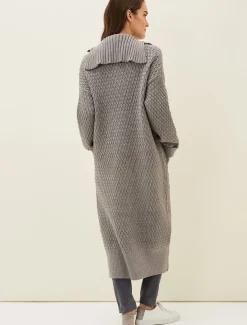 Coats^Phase Eight Holly Chunky Knitted Coat Charcoal