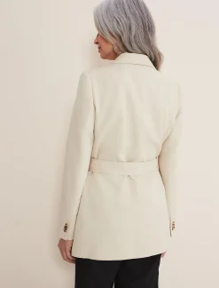 Jackets^Phase Eight Inessa Linen Belted Blazer Stone