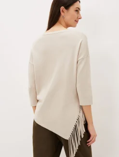 Knitwear^Phase Eight Inga Tassle Asymmetric Knit Jumper Stone