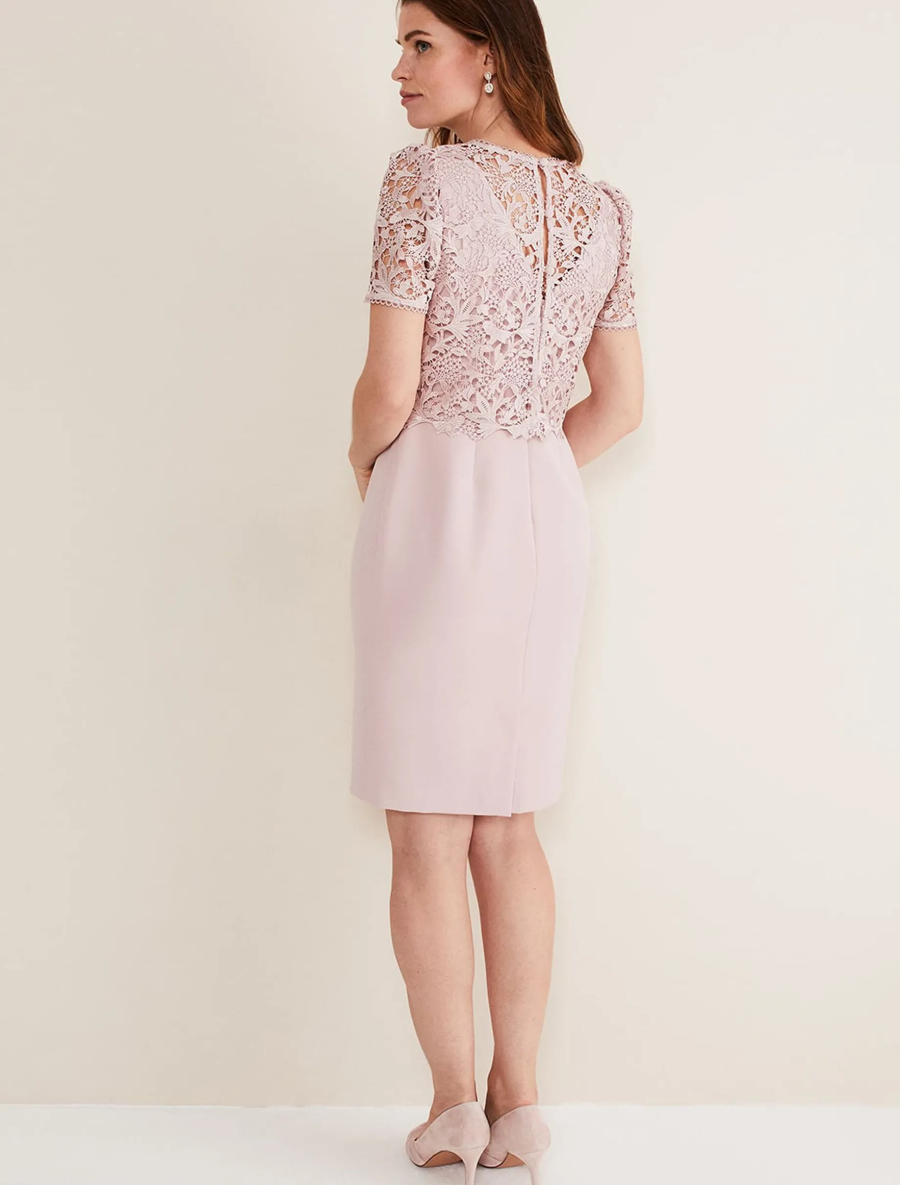 Dresses^Phase Eight Isabella Lace Midi Dress Antique Rose